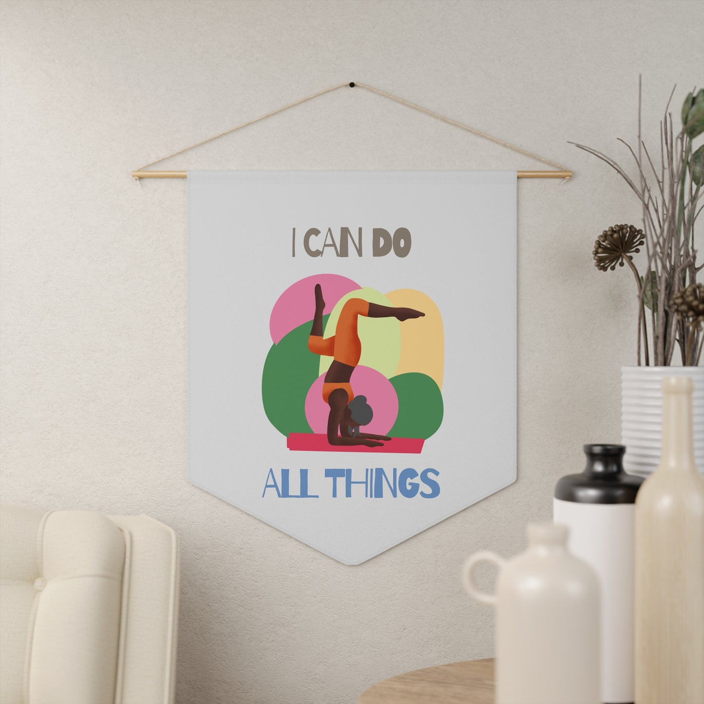Inspirational Pennant Wall Hanging - "I Can Do All Things" - Motivational Decor for Fitness Enthusiasts